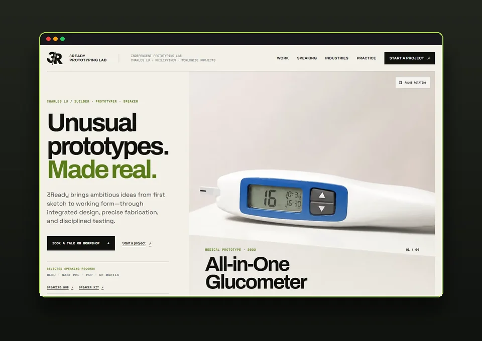 3Ready Prototyping Lab website preview â€” Unusual prototypes. Made real.