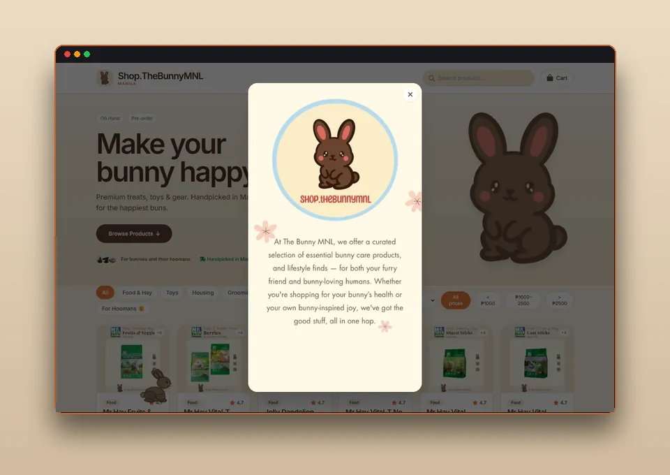 Shop.TheBunnyMNL website preview â€” Make your bunny happy.