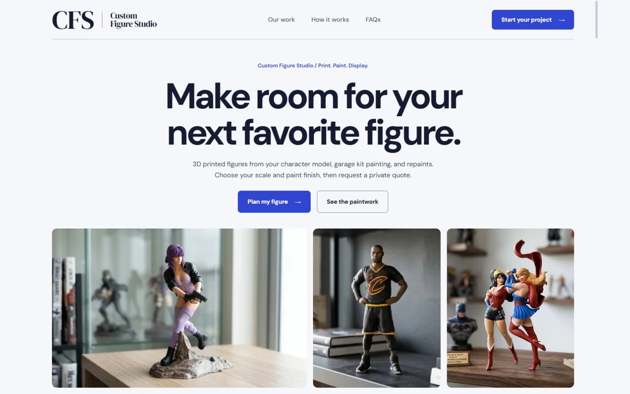 Custom Figure Studio website preview