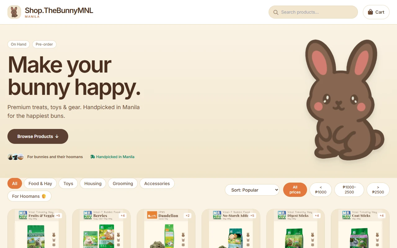 Shop.TheBunnyMNL website preview